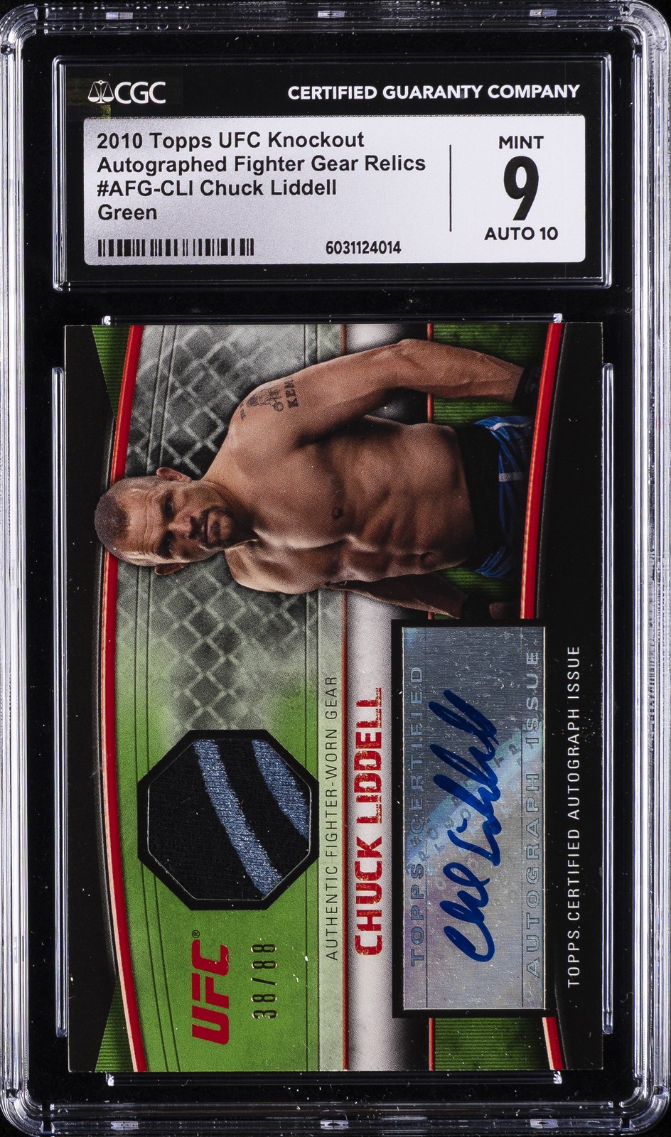 2010 TOPPS UFC KNOCKOUT #AFG-CLI CHUCK LIDDELL CGC 9