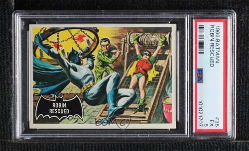 1966 Topps Batman Black Bat #38 Robin Rescued — PSA 5