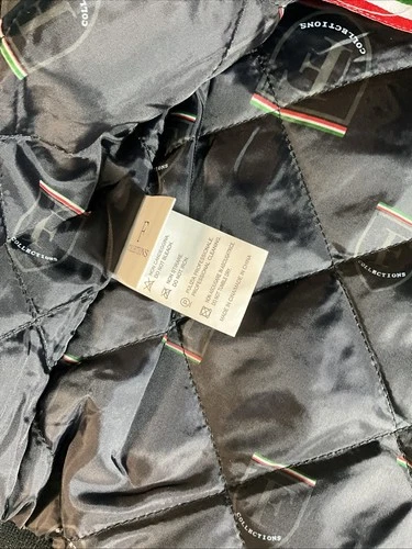 NWT F Collections Men’s Medium Black Faux Leather Moto Jacket Red Zippers image 6