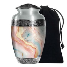 Golden Abstract Large Cremains Urn For Adult Man Woman Ashes 10 Inch