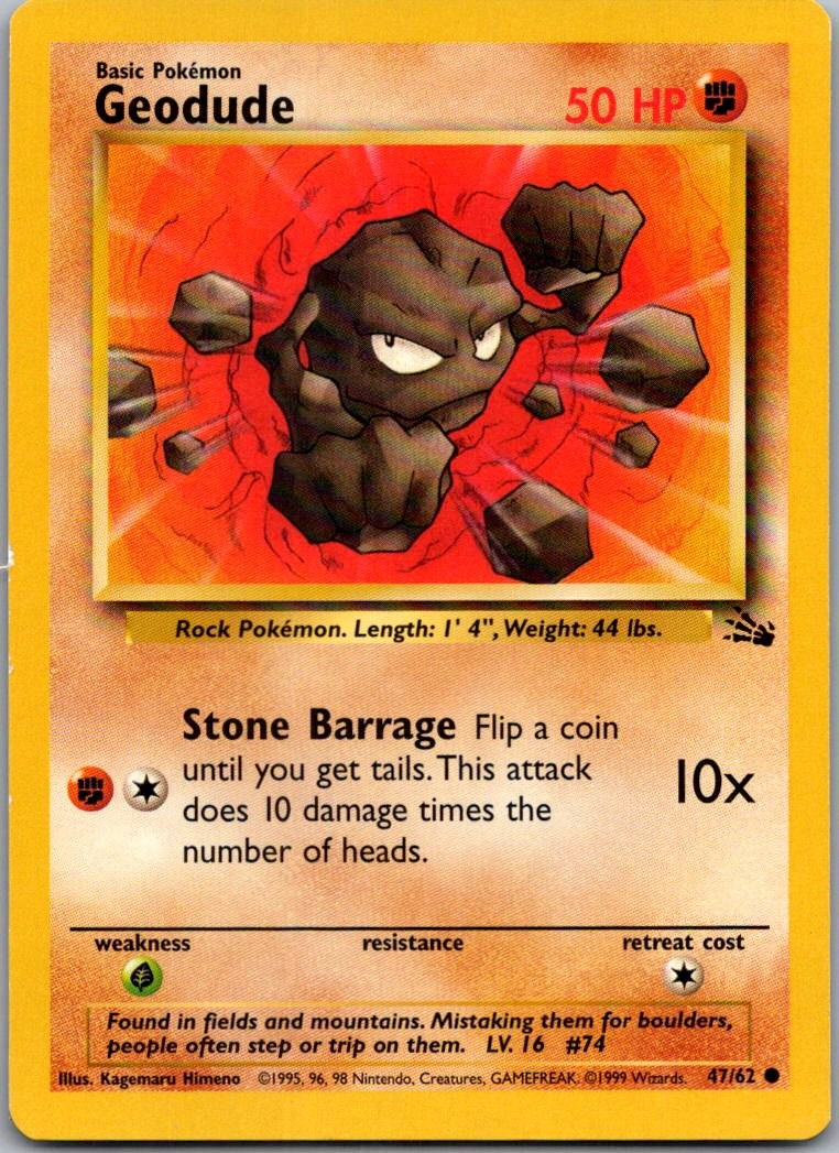 Geodude Common Fossil 47/62 NM