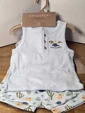 Chickpea Baby Boy 3 Piece Outfit Set 24M Tank Shorts Hat Ocean Print NWT