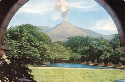 Postcard El Salvador Izalco Volcano Abbott Laboratories Pentothal Advertisement