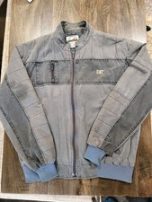 Chaqueta de bombardero vintage de los 80 CAT Caterpillar Tonkin Inc gris mecánica para hombre XL