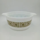 Vtg Pyrex 473-B Green Square Verde Flower Casserole Dish Bowl 1.5 Qt No Lid
