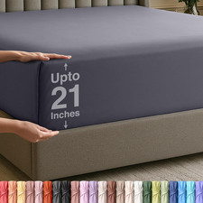 Extra Deep Pocket Queen Fitted Sheet, Fits up to 21 Inch Mattress - Hotel Luxury