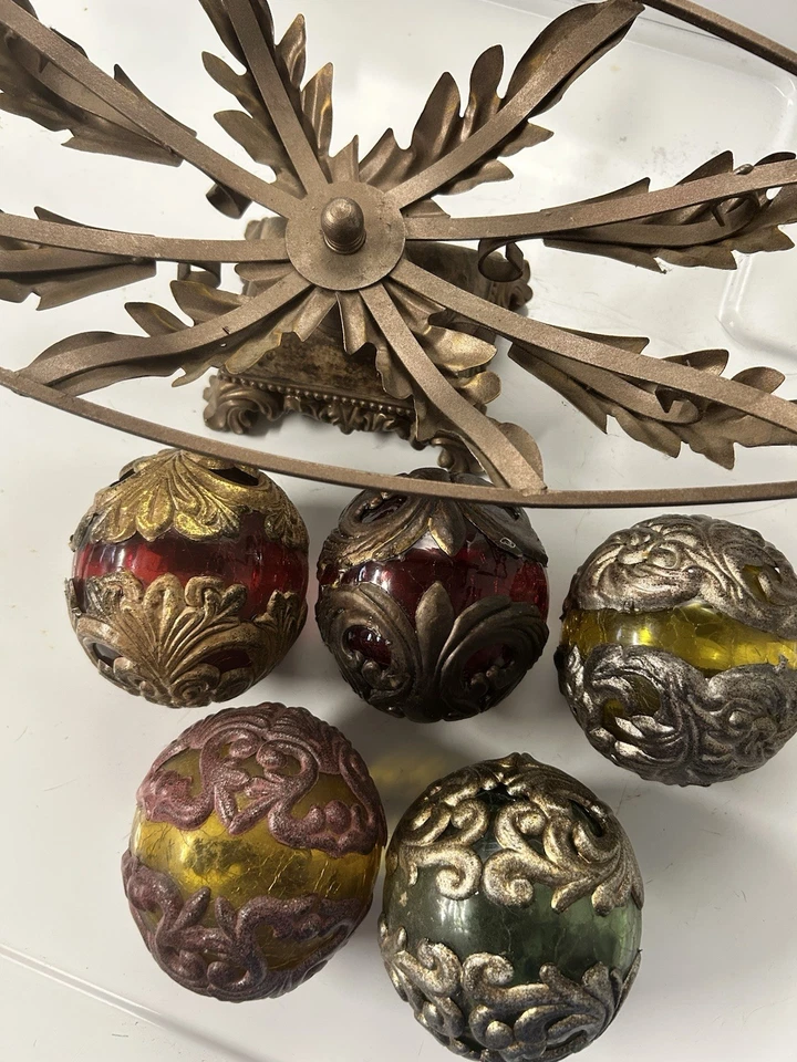5 bolas decorativas de orbe victoriano con soporte de metal centro de mesa estilo barroco Foto 3 de 4