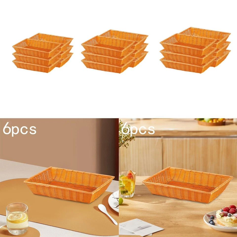 Ensemble de 6 Paniers Rectangulaires En Rotin pour Fruits et Légumes - Photo 1/1
