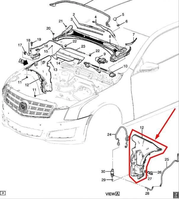 2013-2019 Cadillac ATS Windshield Washer Reservoir Bottle 23140044 OEM - Image 2 of 4