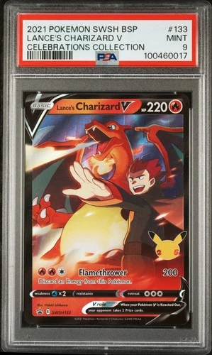2021 POKEMON SWSH PROMO CELEBRATIONS COLLECTION LANCE'S CHARIZARD V PSA 9
