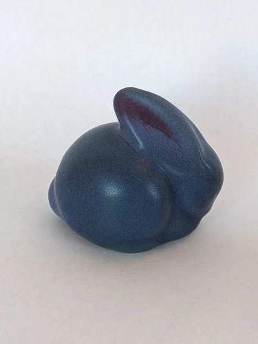 Early Van Briggle Cobalt Blue Bunny Rabbit Figurine Paperweight Pottert EUC