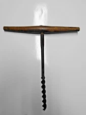Vintage/ Antique 13" T - Handle Auger Hand Drill Wood Tool Stamped #3 and Marked