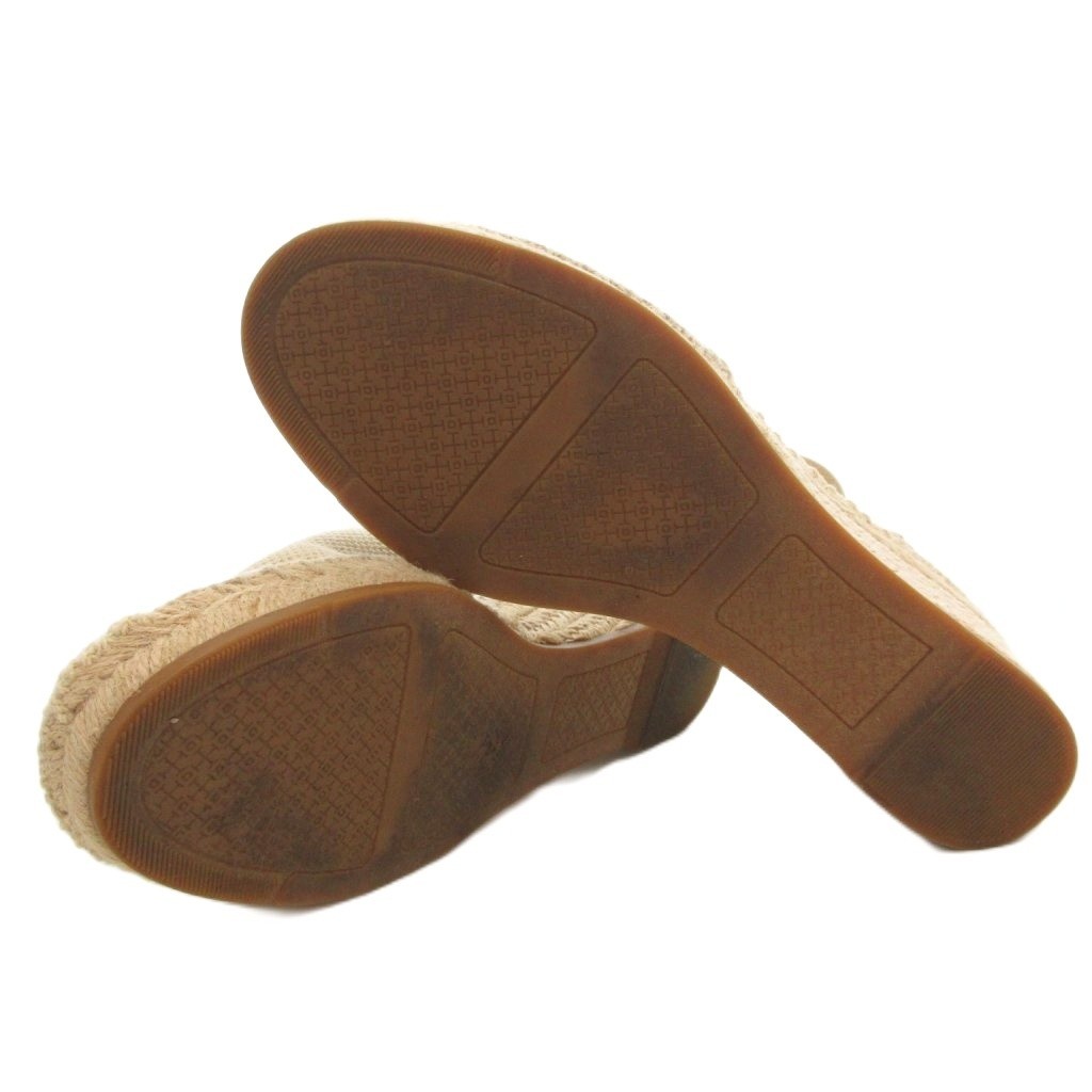 Tory Burch Women's Beige Espadrille Sandals 7M Wedge Sole AB thumbnail 6