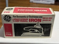 Vintage GE General Electric F49 International Travel Steam & Dry Iron EUC in Box