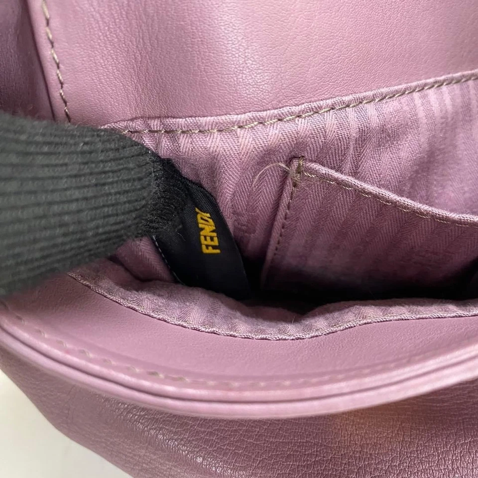 Bolso Bandolera FENDI FF Hardware Mamma Baguette Cadena Cuero Púrpura Foto 4 de 4