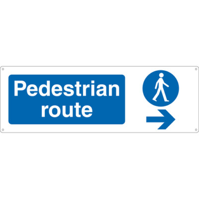 ESKI Pflichtschild ''Fußgängerweg'' Pfeil rechts SR 600x200 mm blau/weiß