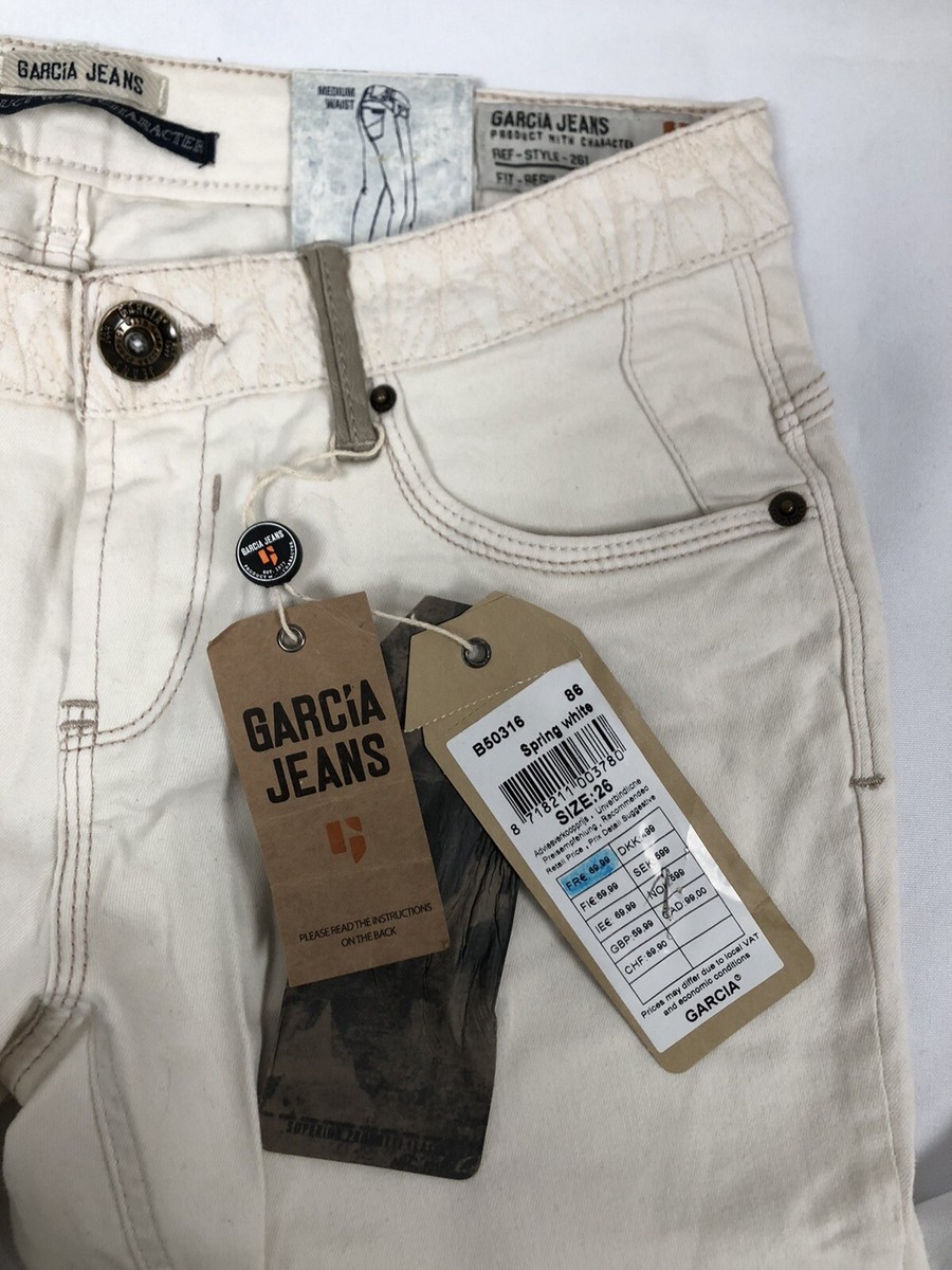 Jean Femme Garcia Skinny - Taille W31 - Blanc - 98% Coton - Fermeture Bouton - Neuf Avec étiquettes