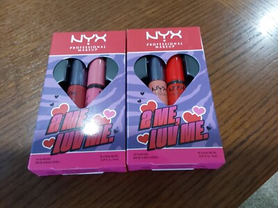 NYX SET OF 2 2 ME LUV ME LIP GLOSS DUO TOTAL 4 GLOSSES BRAND NEW FREE SHIP!
