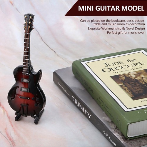 Réplica de guitarra en miniatura de 5,5 pulgadas con adornos de instrumento con soporte y estuche ▷ - Imagen 11 de 14