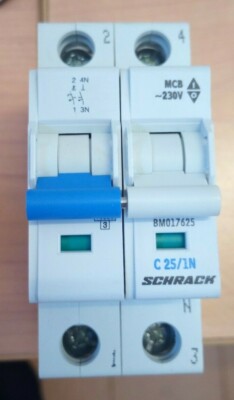 MINIATURE CIRCUIT BREAKER SCHRACK BM017625 BMS0 C25/1N 25A C
