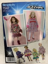 SIMPLICITY PATTERN 1547  DRESSES  GIRLS  SIZES 1/2 1 2 3  CUT
