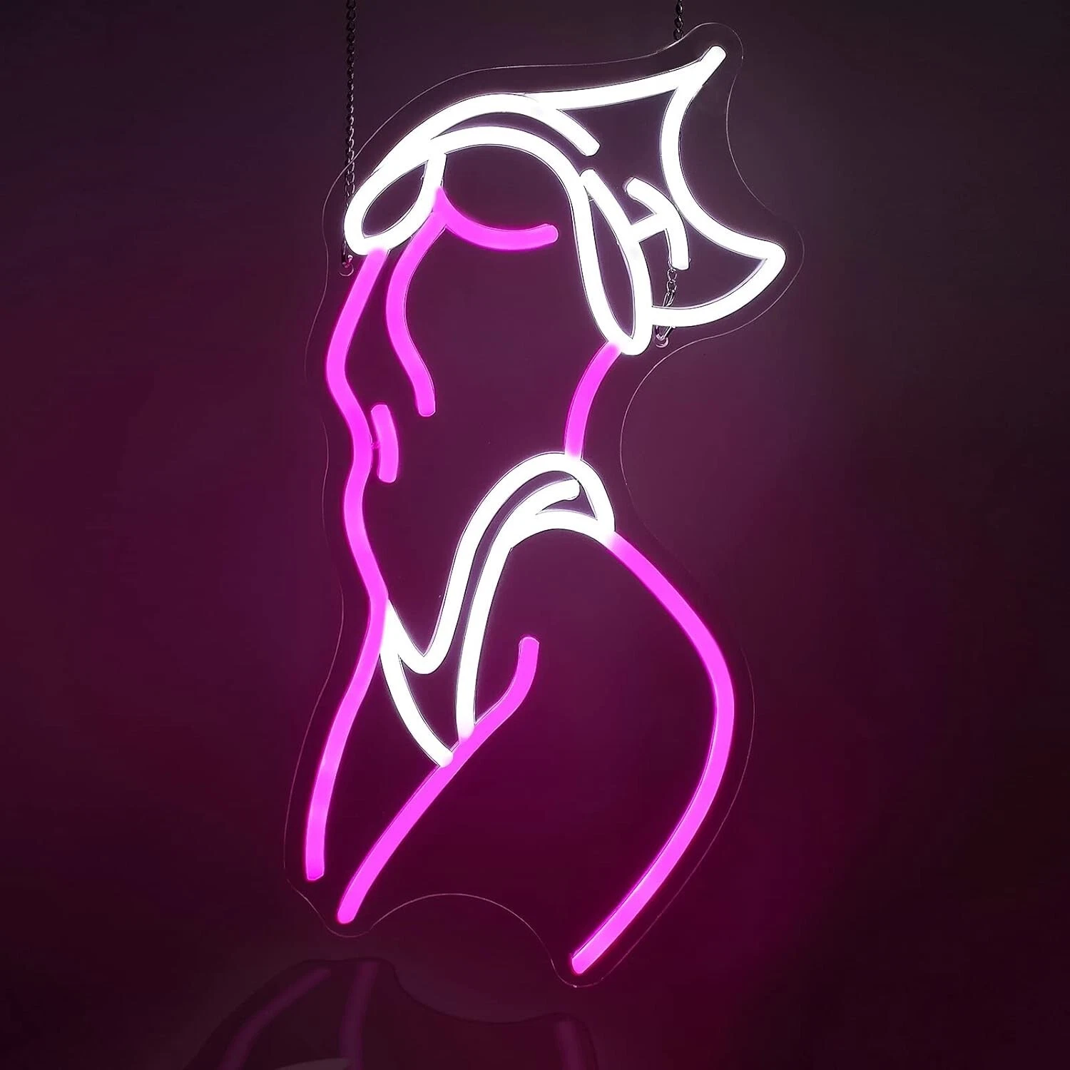 Lady Neon Sign Wall Decor Pink & White LED Electric Sign for Preppy Style