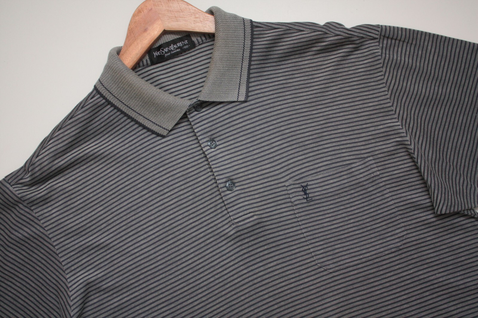 Yves Saint Laurent Polo Vintage a Righe Grigio Uomo M
