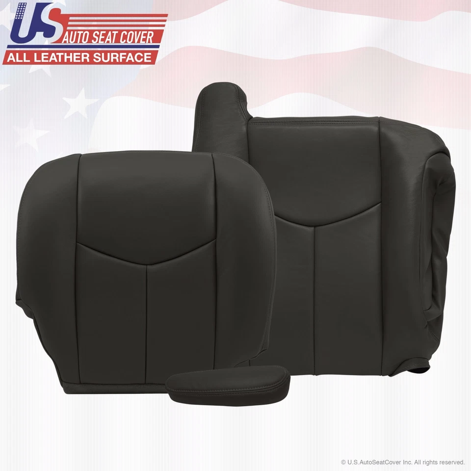 GMC Sierra 1500 2500 3500 HD 2003 a 06 tapizado cuero cubierta de asiento gris oscuro Foto 3 de 4