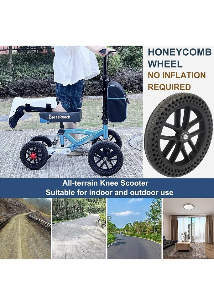 KNEE WALKER SCOOTER BLESSREACH All-Terrain Foldable Disc Brake for Foot Injuries - Image 4 of 4