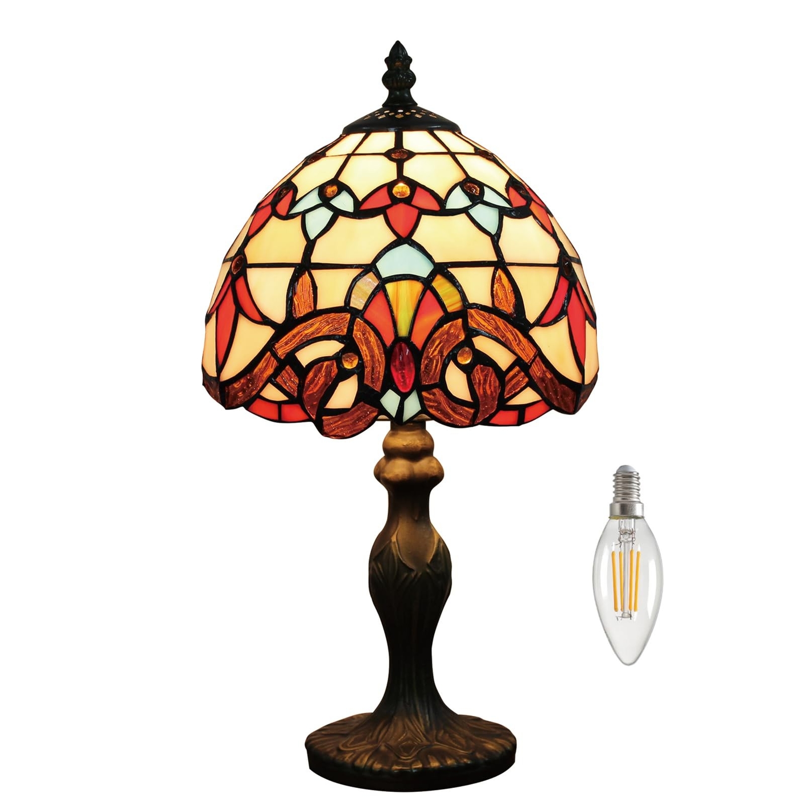 Table Lamp Tiffany Style 8 Inch Stained Glass Lampshades Small Bedside Lamp R...-image
