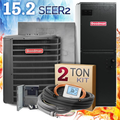 2 Ton Goodman Heat Pump Split System R32 Central Air Conditioner - 15.2 SEER2 AC