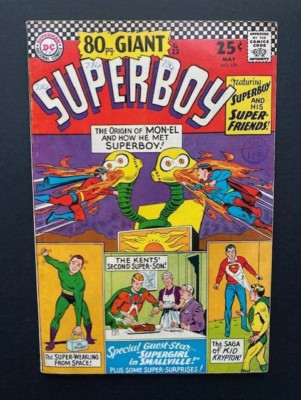 SUPERBOY #129 (DC) 80pg. GIANT. Mon-El origin. Legion. Supergirl. Nice VF8 1966!
