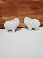BIA Cordon Bleu White Ceramic Elephant Salt & Pepper Shaker Set of 2 trunk up