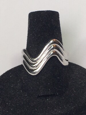 Sterling Silber Welle Zickzack Modernist Ring Größe 7,25 
