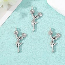 BLUK 100Pcs Cheerleaders Charms DIY Jewelry Making Pendants Antique Silver