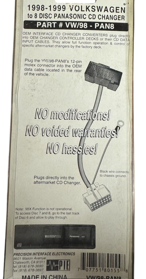 OEM VW/98-PAN8 | 8 Disc CD Changer Converter by PIE (Brand New!) - Image 3 of 3