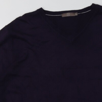 Pull Homme Sainsburys Violet - Acrylique, Col V, Taille L, Bon état Occasion