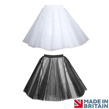 PETTICOAT 4 LAYERS NET ROCK n ROLL SKIRT FULL CIRCLE UNDER SKIRT BLACK OR WHITE