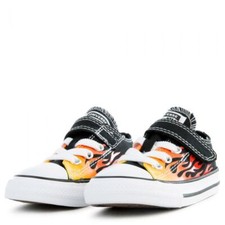 NIB Chuck Taylor Converse All Star Canvas Black Flames Toddler Sneakers Shoes 4
