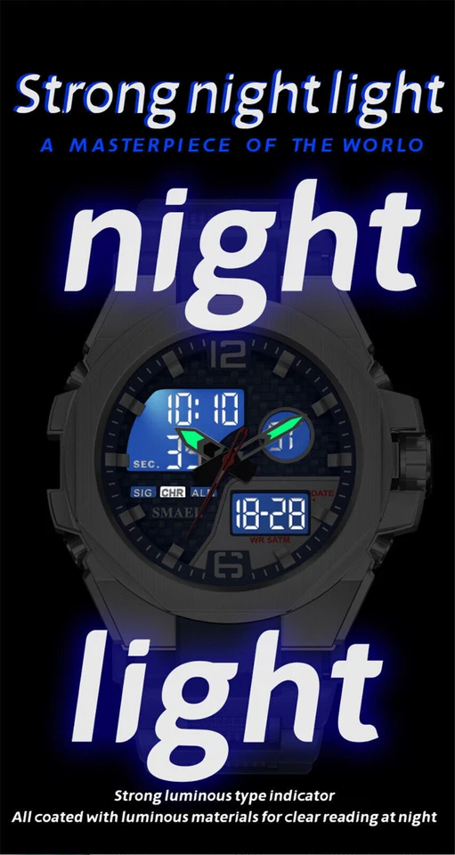 NEW Men Sport Watch Military Outdoor Digital Quartz Watch Boys LED Wristwatch - image 3 of 4