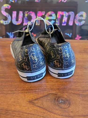 GUESS Logo Signature Black Leather Low Top Sneaker Tennis SHOES Mens Sz 6 - Picture 3 of 13