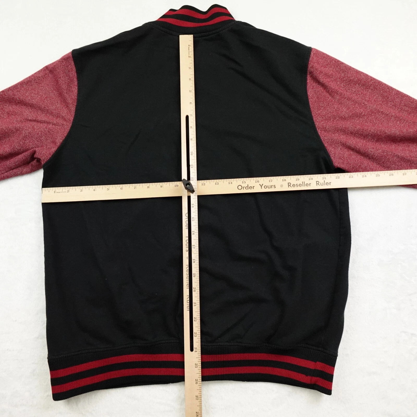 Marvel Deadpool Varsity Jacket Men Large Black Red Snap Front Cotton Blend