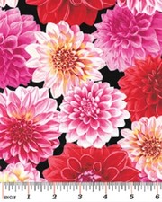 Still Blooming Fabric Dahlia Benartex Kanvas - Pink Version New 100 Cotton OOP