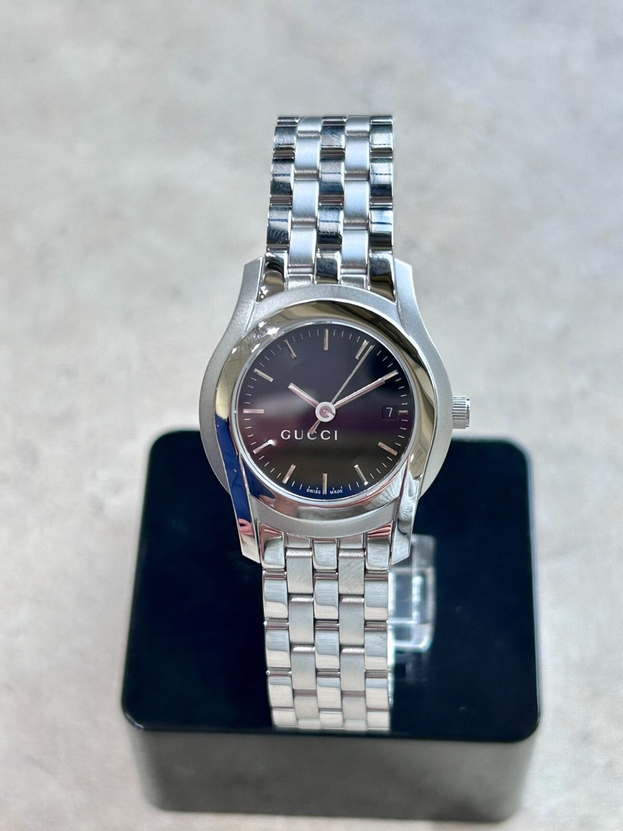 New GUCCI 5505L Stainless Steel Black Ladies Watch YA055518 | eBay