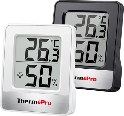 ThermoPro TP49 digitales Mini Thermo-Hygrometer für Temperatur Feuchtigkeit 2 St