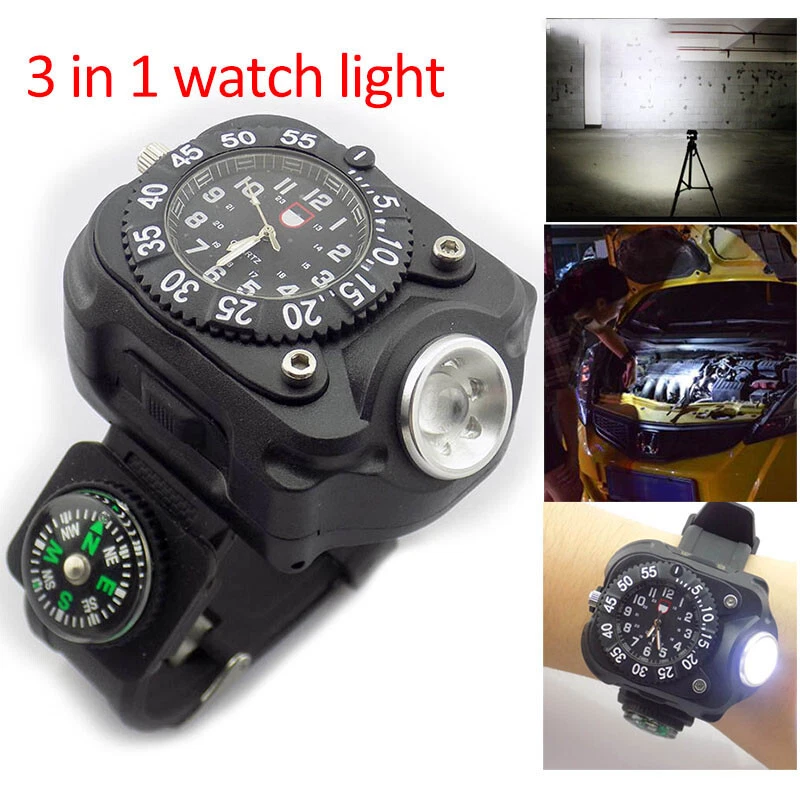 Tactical LED flashlight watch Rechargeable Wrist Watch Flashlight