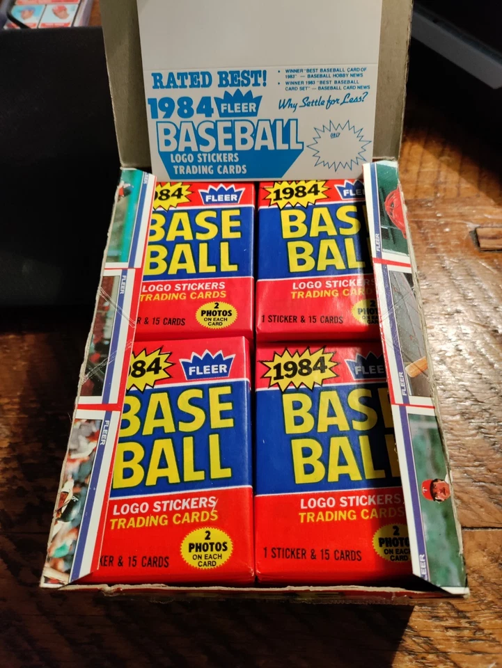 1984 Fleer бейсбол воск упаковка, BBCE коробка + 1984 Fleer Darryl клубника #599 карта - Изображение 3 из 4