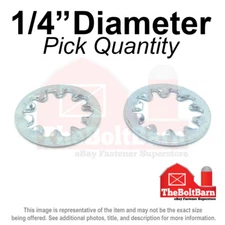 1/4" Internal Tooth Star Lock Washer Low Carbon Steel Zinc Plated(Pick Quantity)