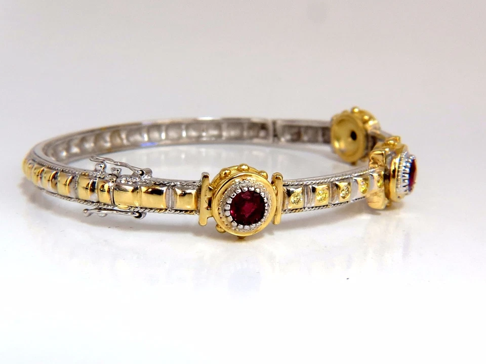 2.23 Natural Ruby Yellow Diamond Bangle Bracelet 14kt Spanish / Gothic Deco** - Image 2 of 4