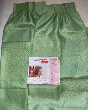 Vtg Owens Corning Fiberglass Curtains~Green Patterned~50" x 84"~New/Opened Bag